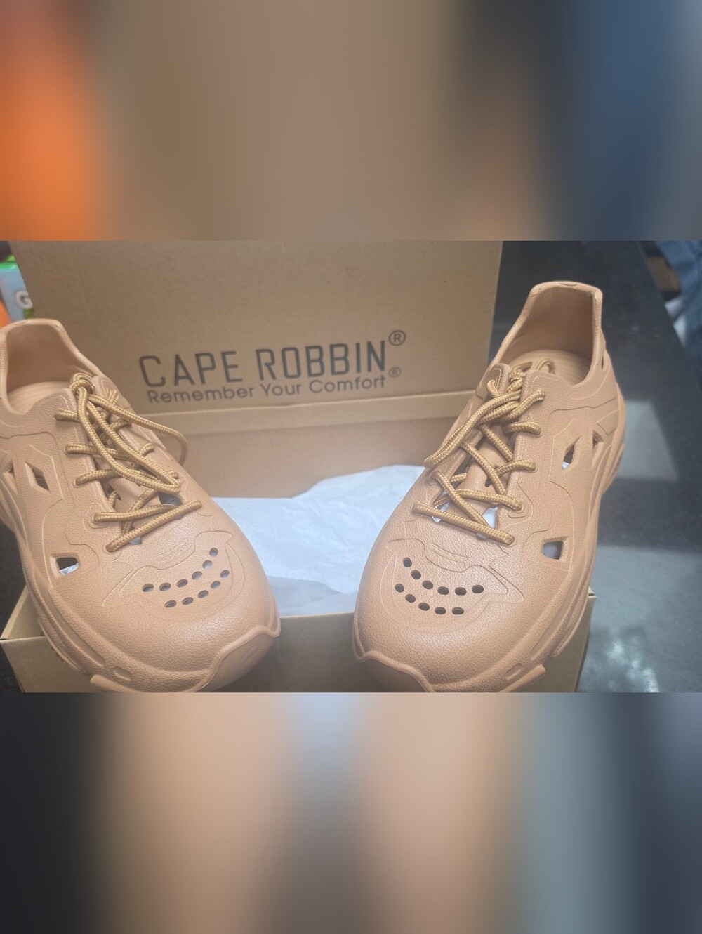 Cape Robbin Tan EVA Molded platform Lace-Up Sneakers Size 8